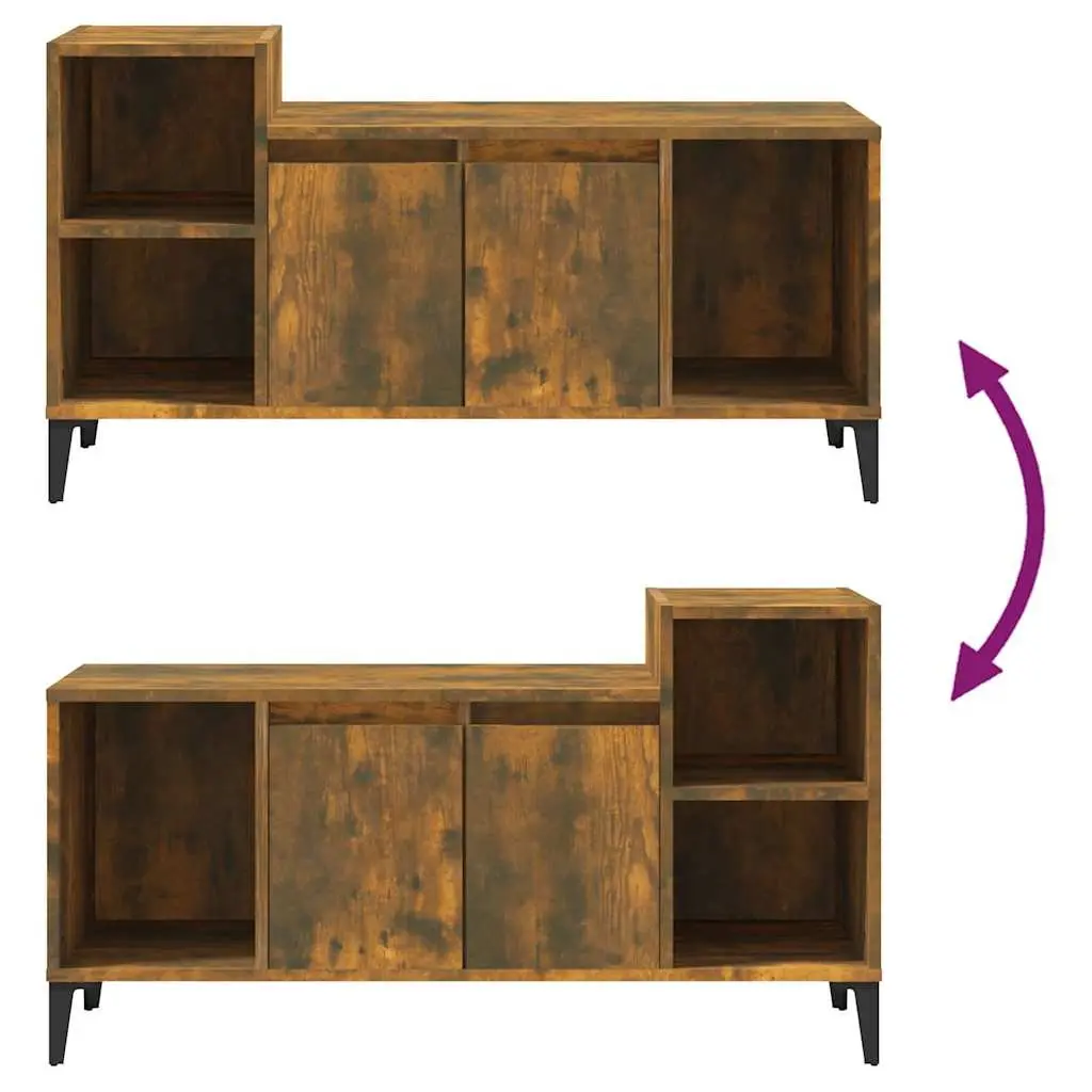 TV Cabinet Brown Engineered Wood Multiple Storage Compartments