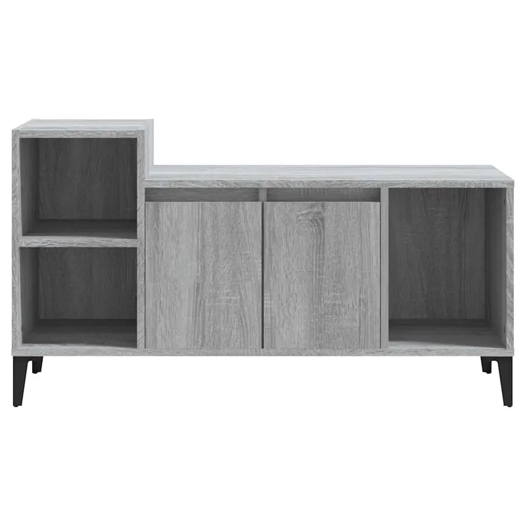 Engineered Wood TV Cabinet Grey Storage Unit Media Console 100x35x55cm
