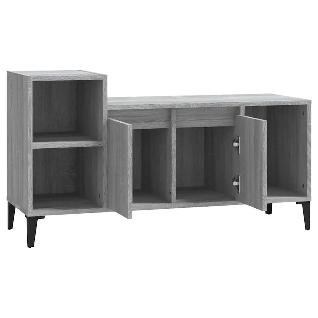 Engineered Wood TV Cabinet Grey Storage Unit Media Console 100x35x55cm
