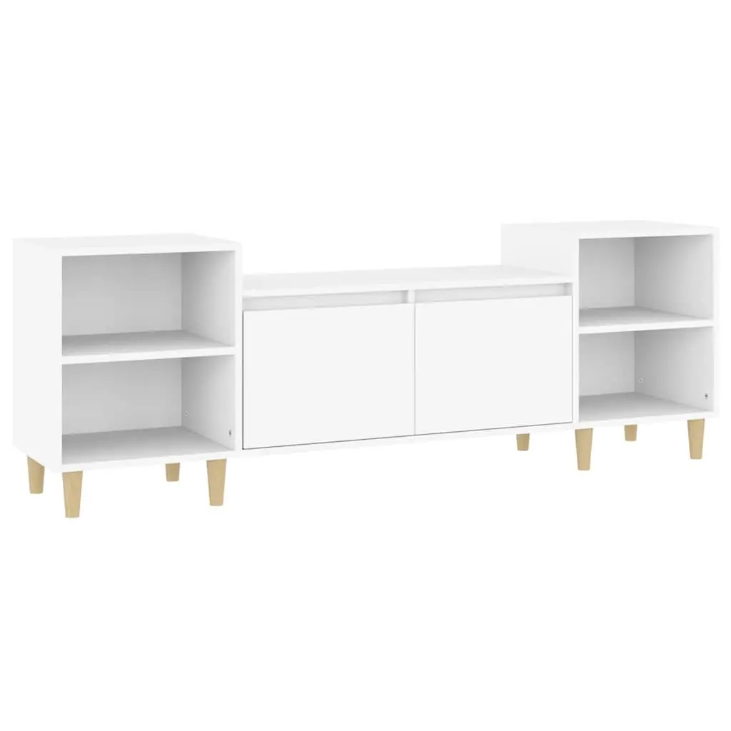 TV Cabinet White 160x35x55 cm Engineered Wood Media Unit Storage Compartments