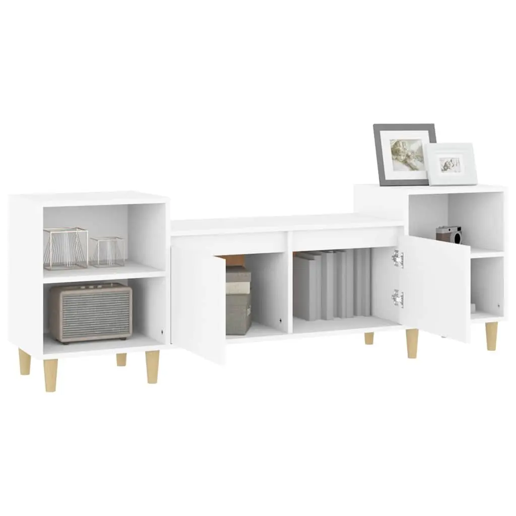 TV Cabinet White 160x35x55 cm Engineered Wood Media Unit Storage Compartments