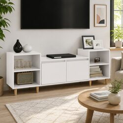 Compact High Gloss White TV Cabinet with Storage Space
