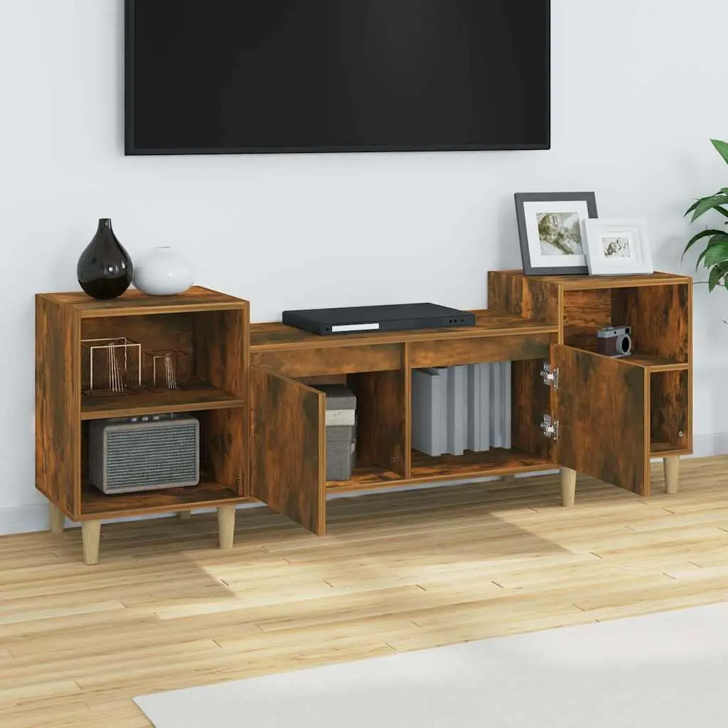 TV Cabinet 160x35x55cm Brown Engineered Wood Media Unit Storage Compartments