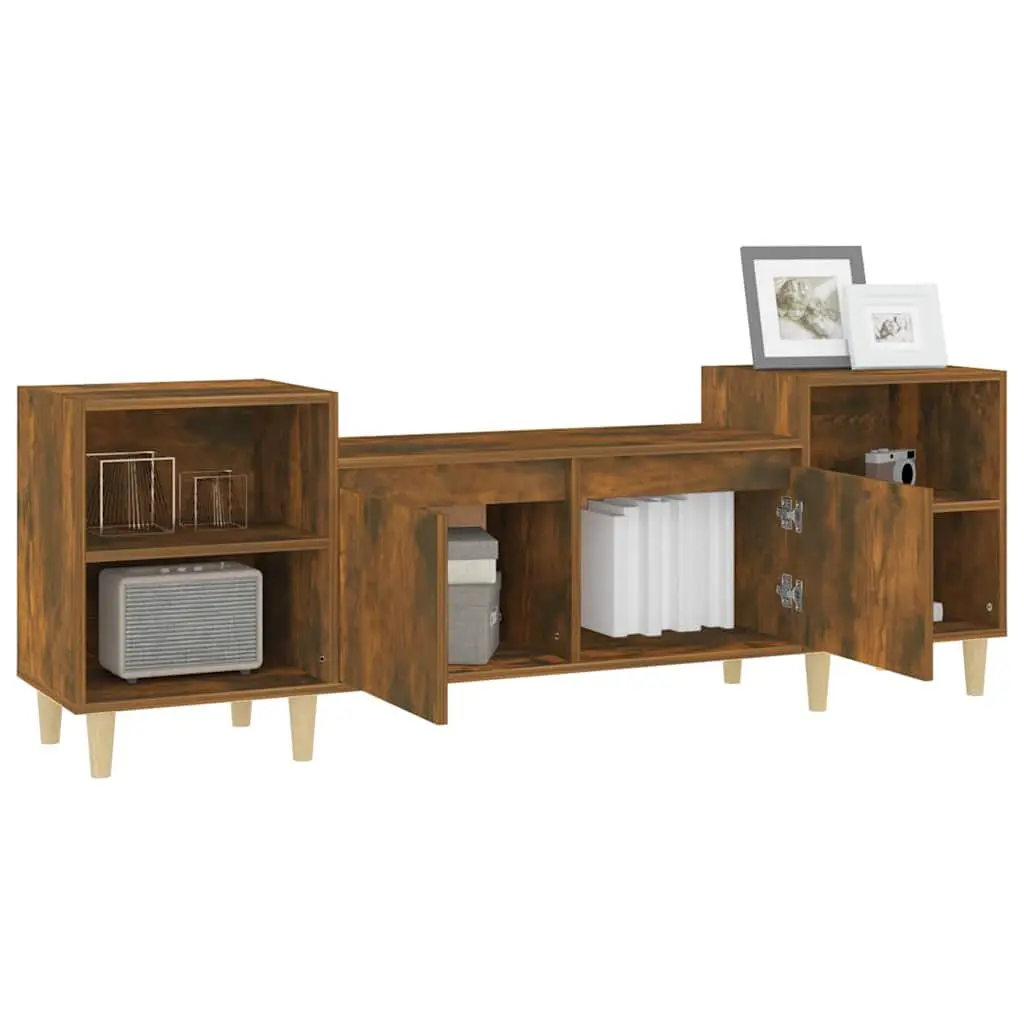 TV Cabinet 160x35x55cm Brown Engineered Wood Media Unit Storage Compartments