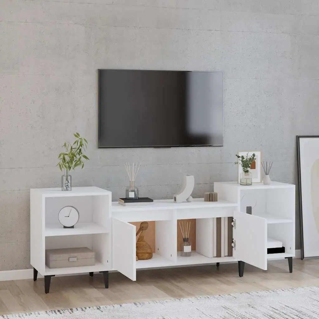 White TV Cabinet with 6 Storage Spaces