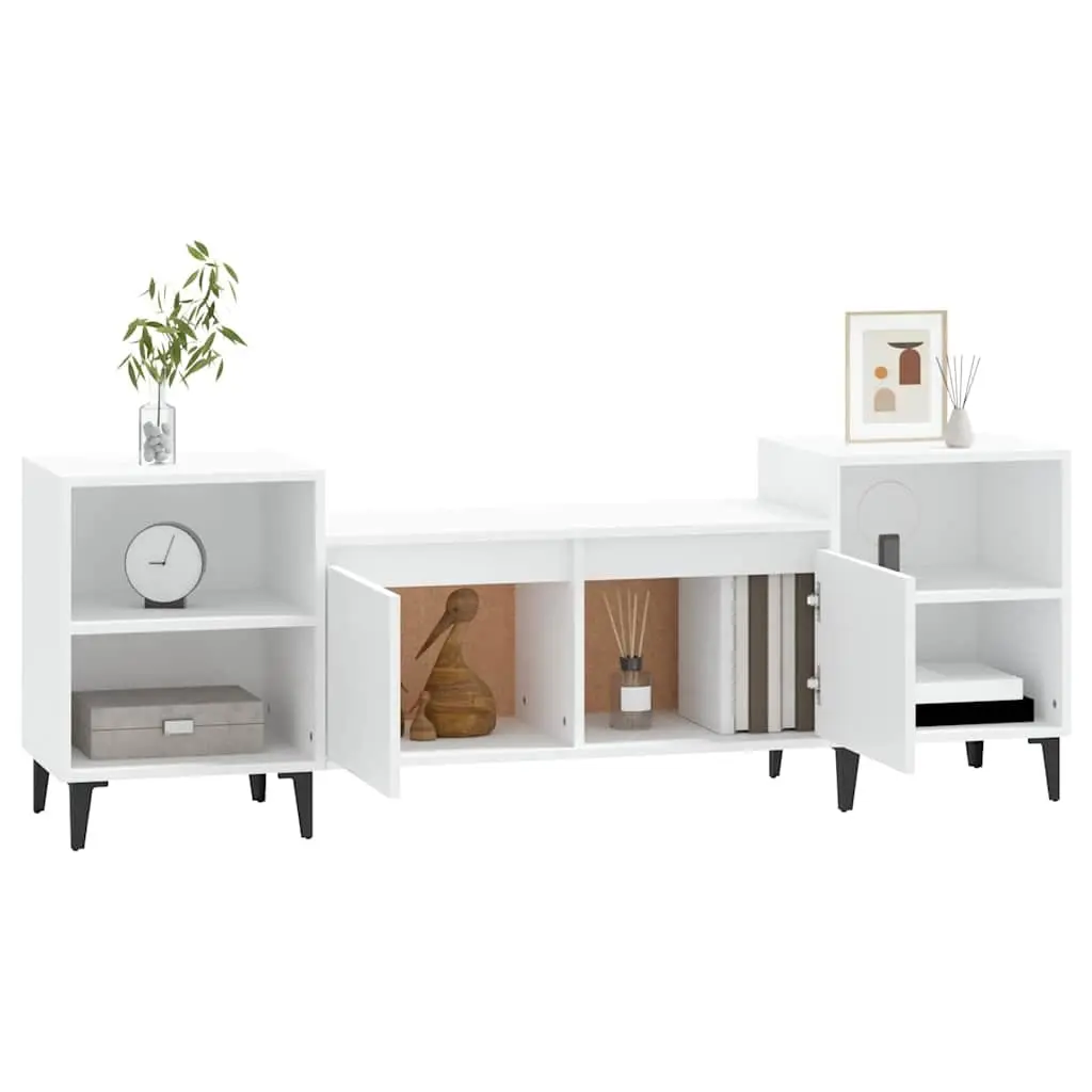 White TV Cabinet with 6 Storage Spaces
