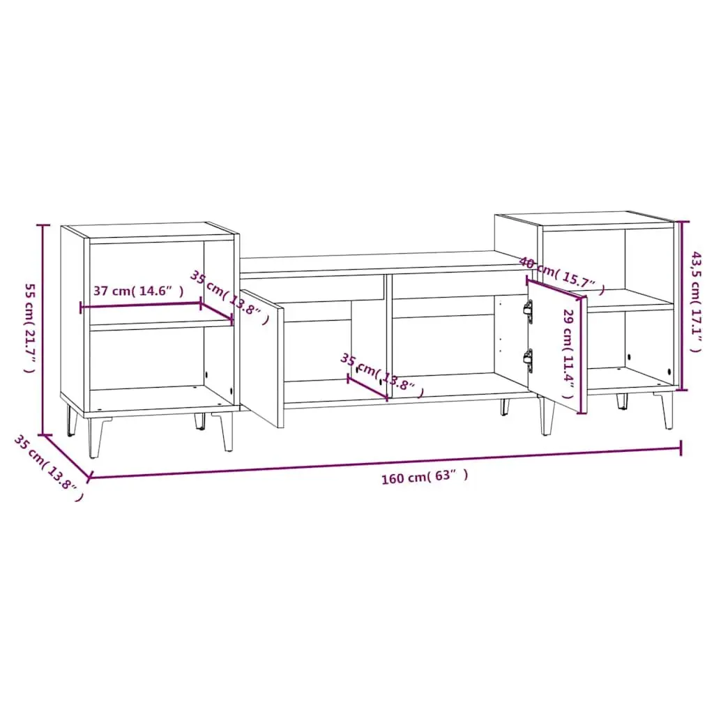 White TV Cabinet with 6 Storage Spaces