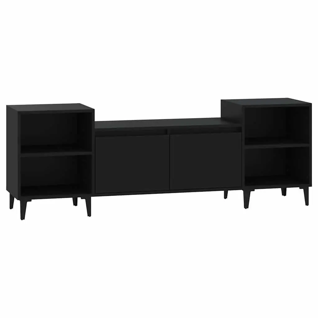 TV Cabinet Black 160x35x55cm Media Entertainment Unit Storage 6 Compartments
