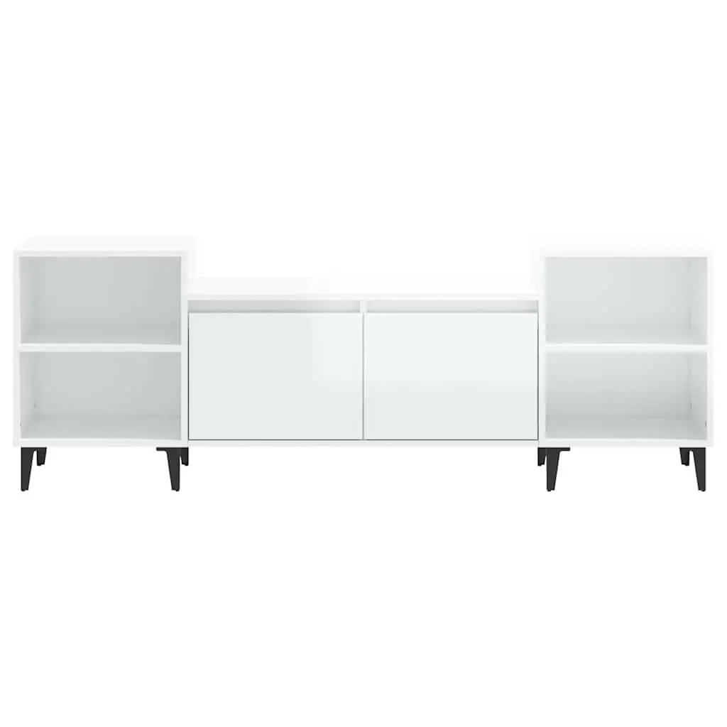 TV Cabinet White High Gloss 160x35x55 cm Engineered Wood Storage Unit Media Stand