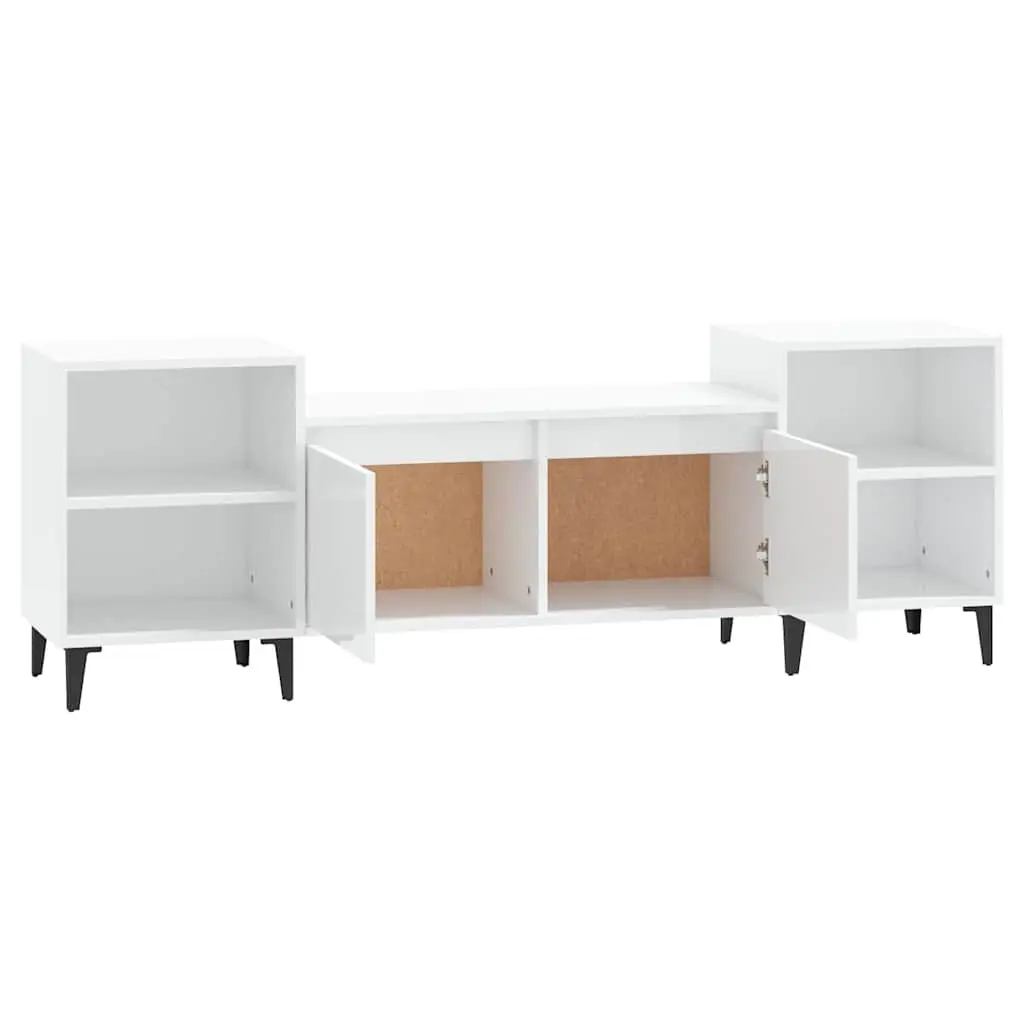 TV Cabinet White High Gloss 160x35x55 cm Engineered Wood Storage Unit Media Stand