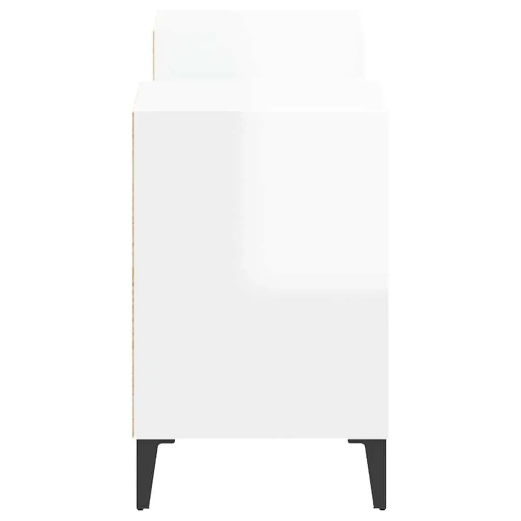 TV Cabinet White High Gloss 160x35x55 cm Engineered Wood Storage Unit Media Stand