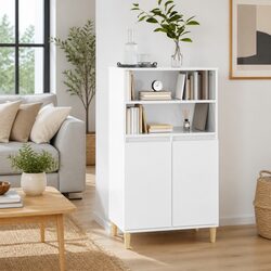 White Highboard Sideboard with Ample Storage 60x36x110cm