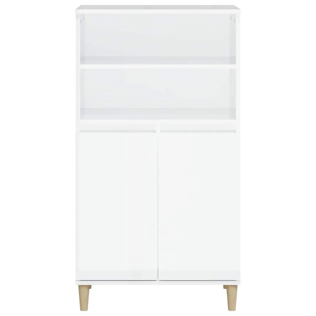 Highboard Sideboard White 60x36x110cm Engineered Wood Storage Cabinet