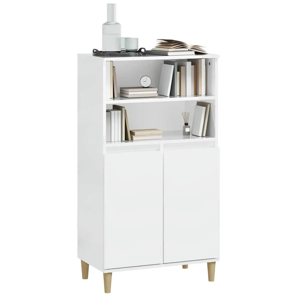 Highboard Sideboard White 60x36x110cm Engineered Wood Storage Cabinet