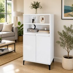 White Gloss Highboard with Storage Space