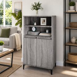 Grey Sonoma Highboard with Shelves: A Reliable Storage Option