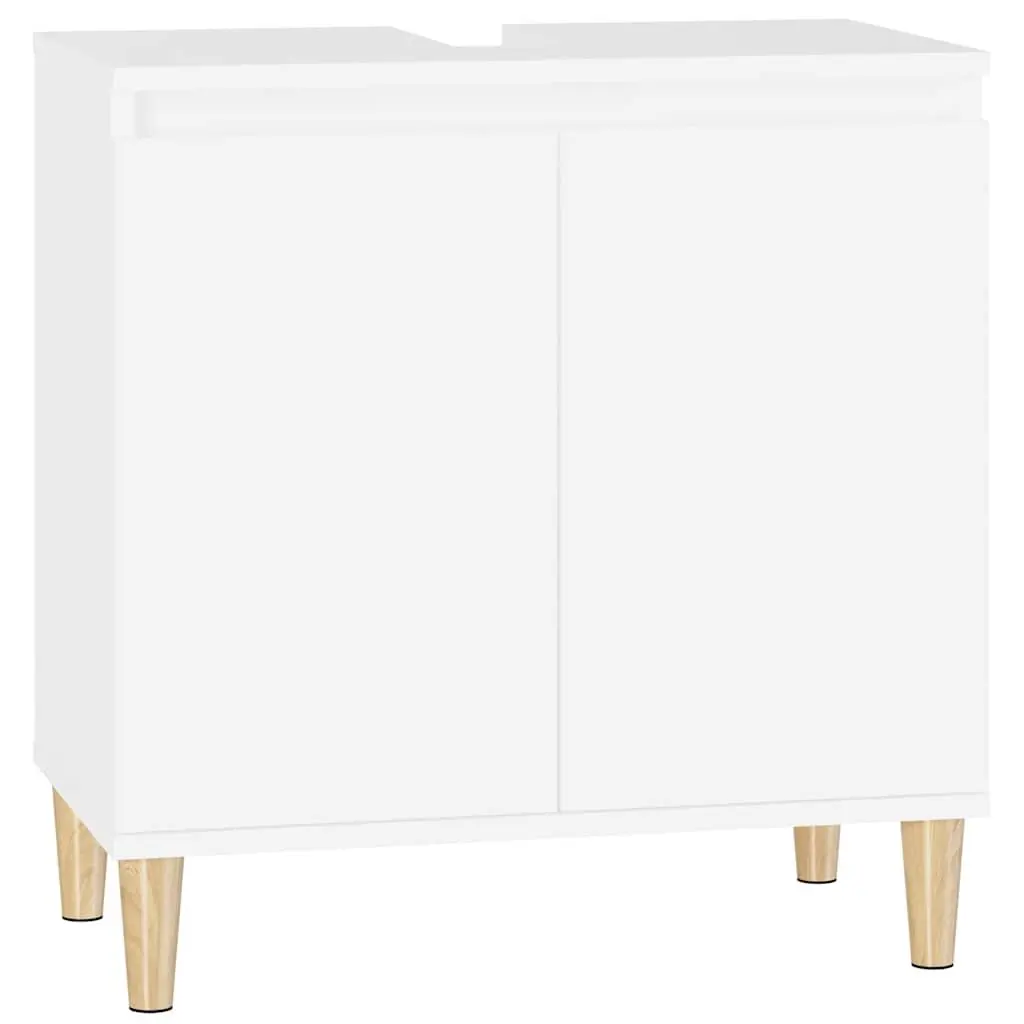 Bathroom Vanity Unit White Engineered Wood 58x33x60cm Storage Cabinet