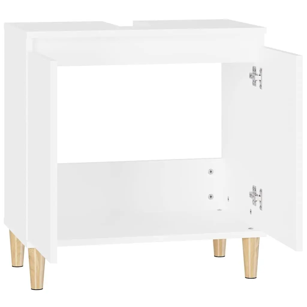 Bathroom Vanity Unit White Engineered Wood 58x33x60cm Storage Cabinet