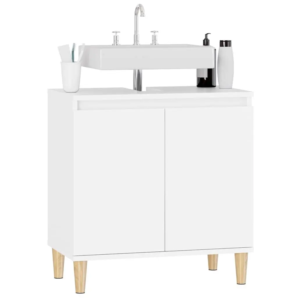 Bathroom Vanity Unit White Engineered Wood 58x33x60cm Storage Cabinet