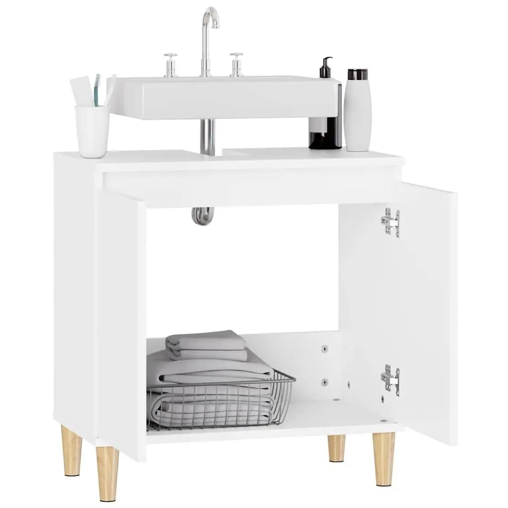 Bathroom Vanity Unit White Engineered Wood 58x33x60cm Storage Cabinet