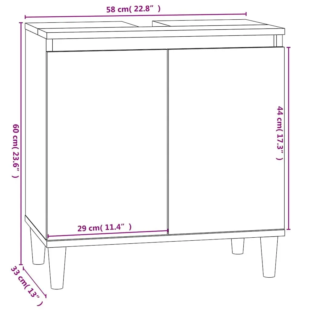 Bathroom Vanity Unit White Engineered Wood 58x33x60cm Storage Cabinet