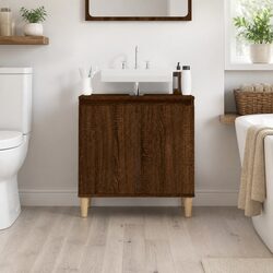 Bathroom Vanity Unit Sink Cabinet Brown Oak 58x33x60 cm Storage Furniture