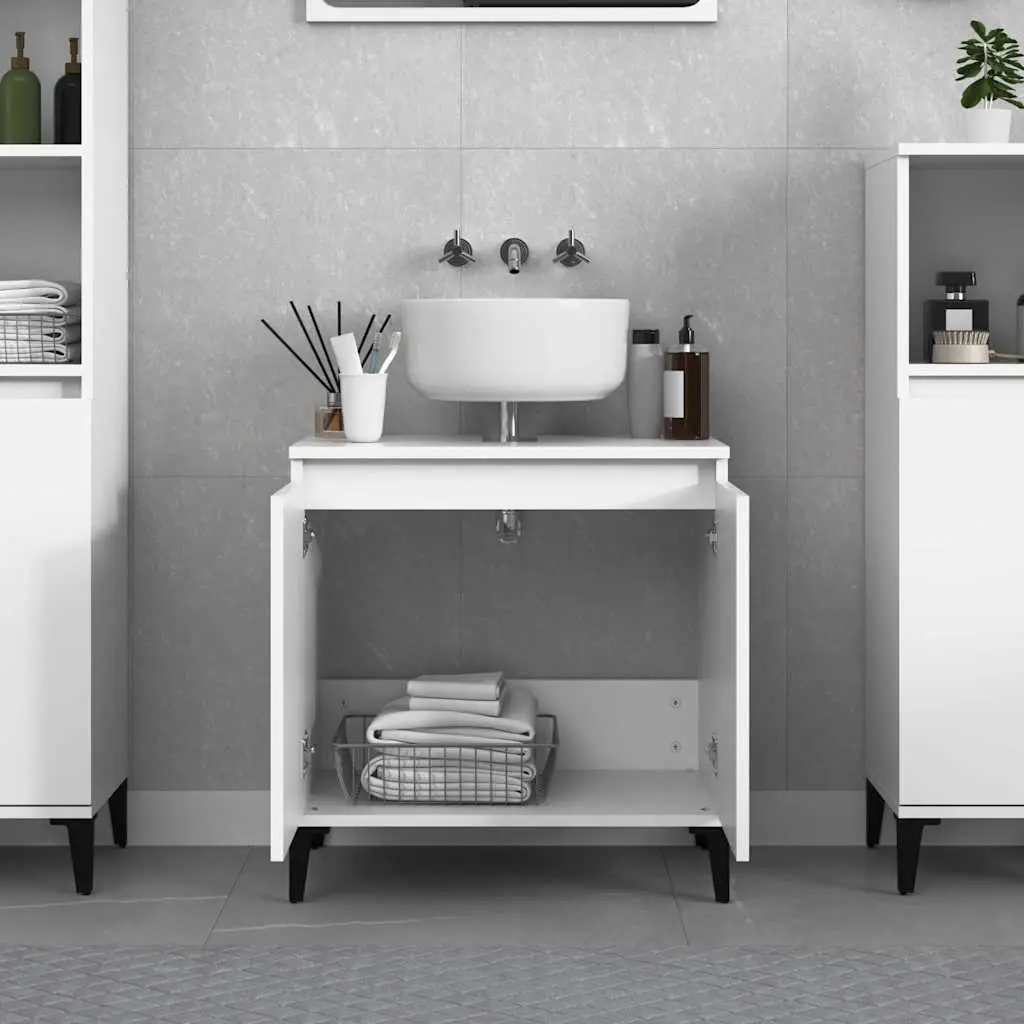White Bathroom Sink Cabinet 58x33x60 cm for Storage