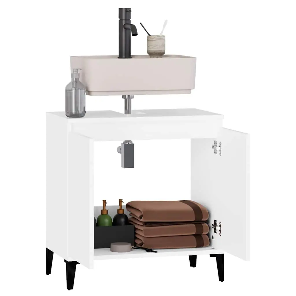 White Bathroom Sink Cabinet 58x33x60 cm for Storage