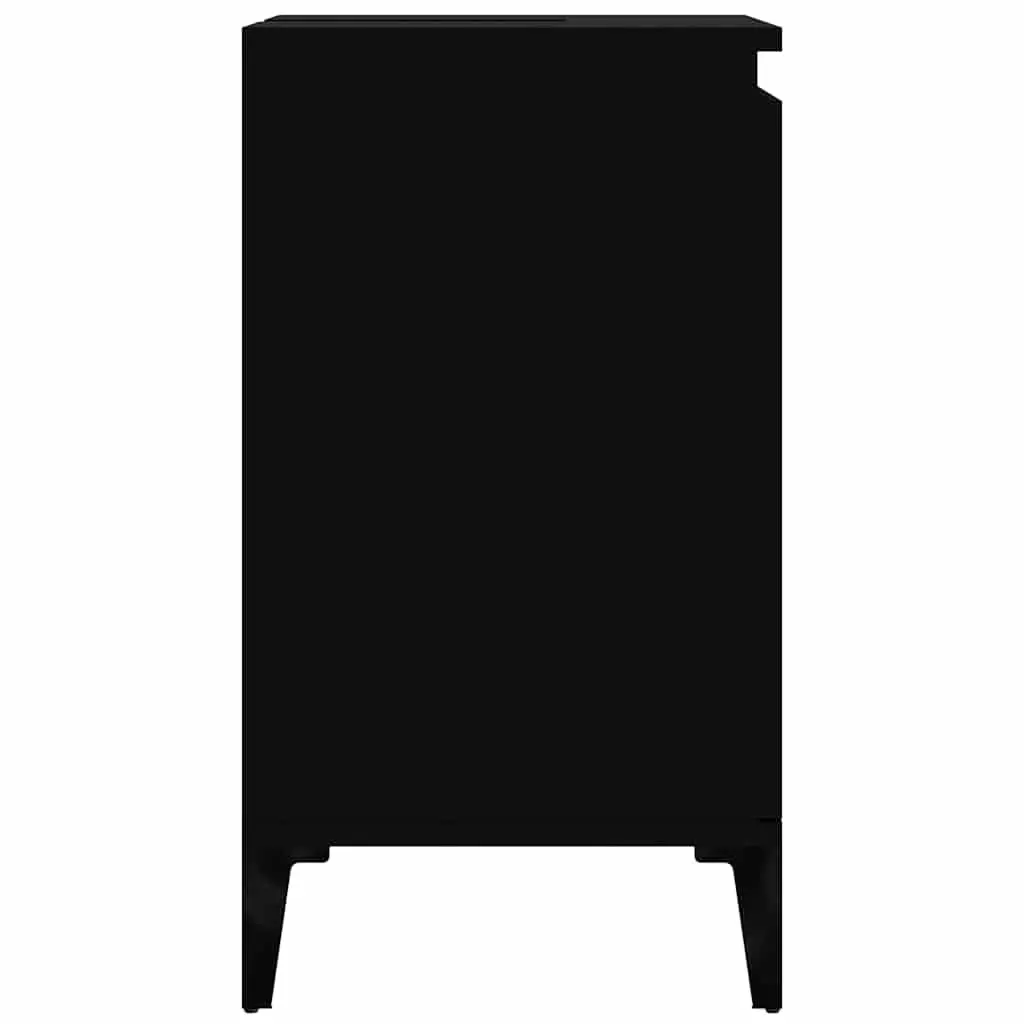 Wall-Mounted Sink Cabinet Bathroom Vanity Unit Black Engineered Wood Storage