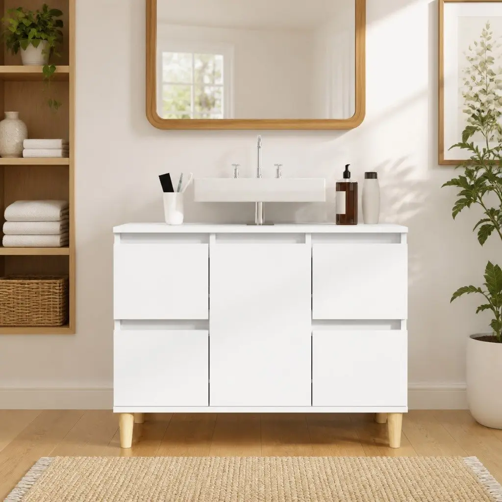Bathroom Sink Cabinet White 80x33x60 cm Engineered Wood Vanity Unit Storage