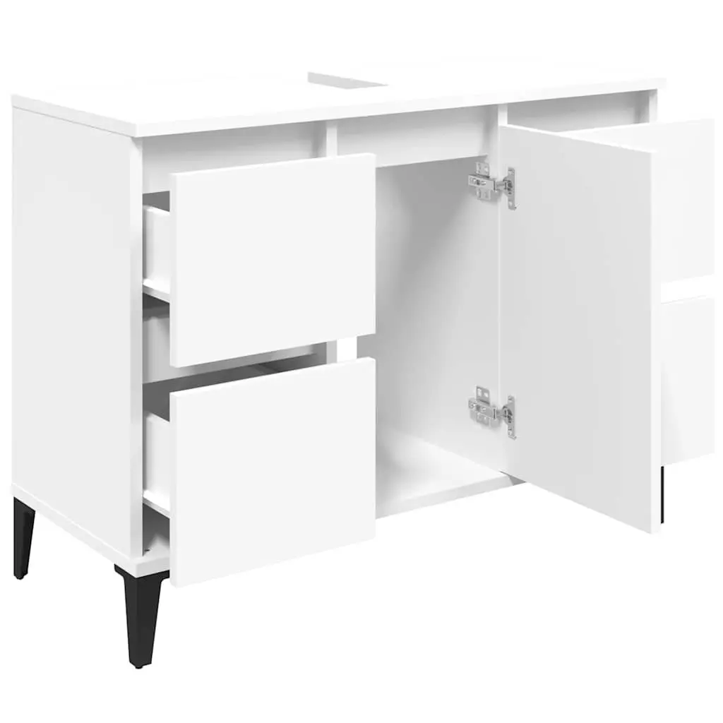 Bathroom Sink Cabinet White 80x33x60cm Engineered Wood Storage Vanity Unit