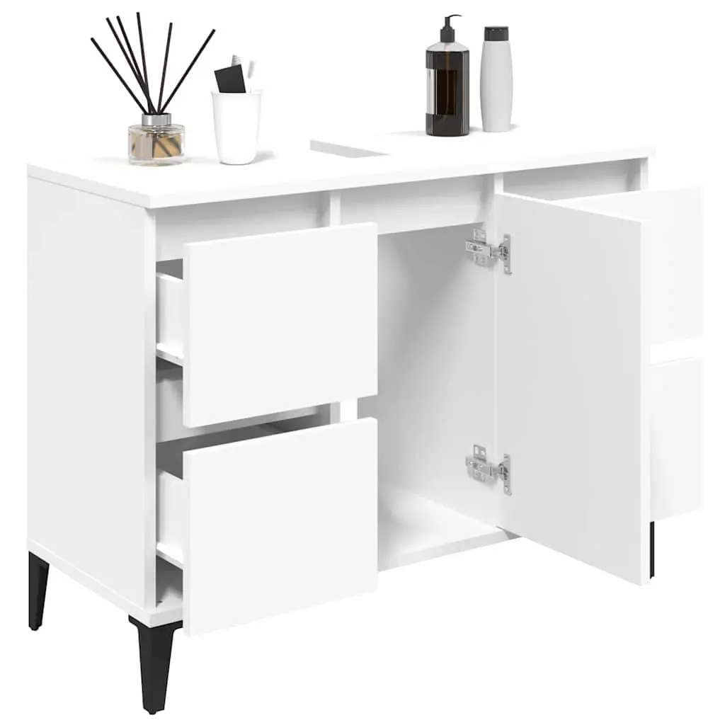 Bathroom Sink Cabinet White 80x33x60cm Engineered Wood Storage Vanity Unit