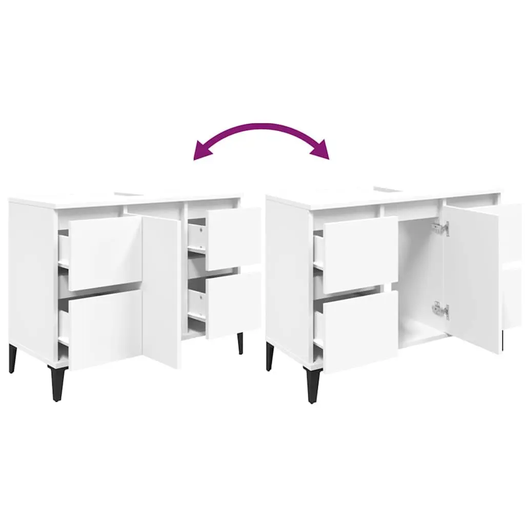 Bathroom Sink Cabinet White 80x33x60cm Engineered Wood Storage Vanity Unit