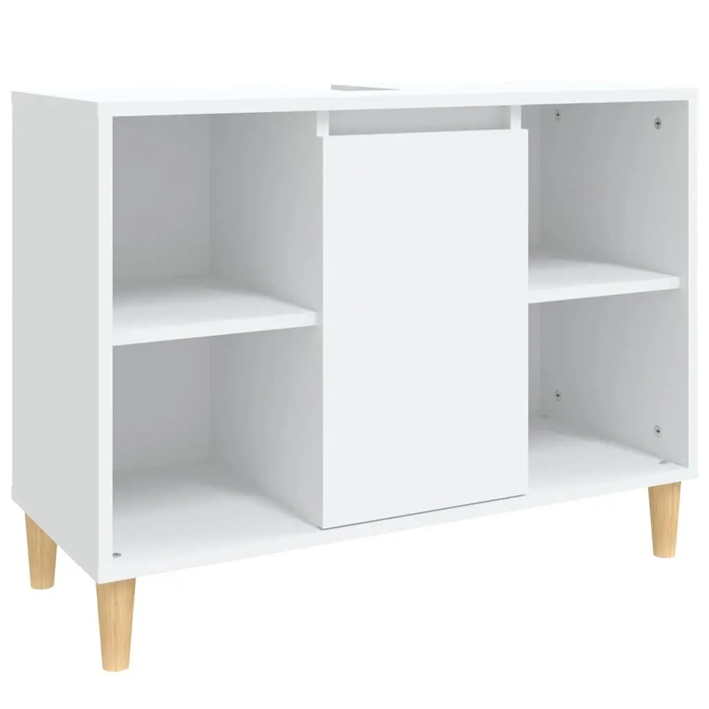 Bathroom Sink Cabinet Storage Unit White 80x33x60 cm Engineered Wood Vanity with 5 Compartments and Moisture Resistant Surface