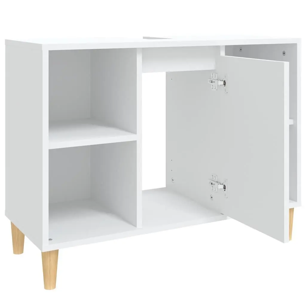 Bathroom Sink Cabinet Storage Unit White 80x33x60 cm Engineered Wood Vanity with 5 Compartments and Moisture Resistant Surface