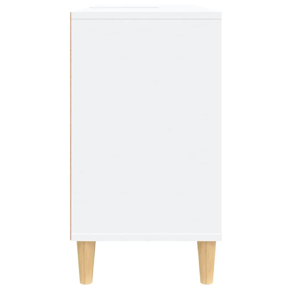 Bathroom Sink Cabinet Storage Unit White 80x33x60 cm Engineered Wood Vanity with 5 Compartments and Moisture Resistant Surface