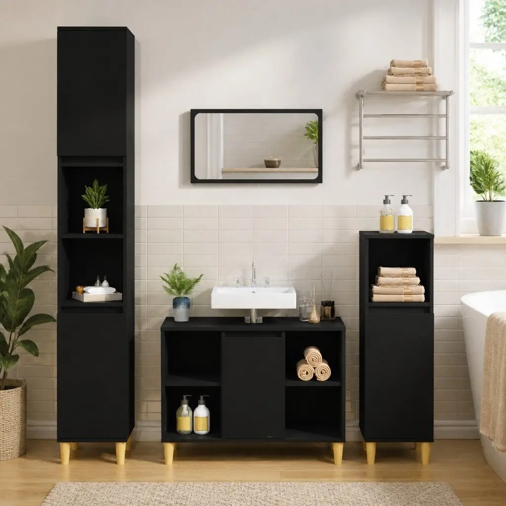 Black Sink Cabinet with Ample Storage Space