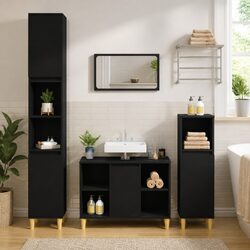 Compact Black Sink Cabinet with Ample Storage Space