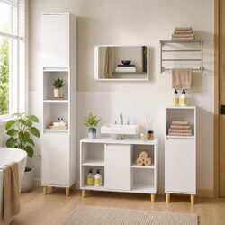 Compact White Bathroom Sink Cabinet for Modern Spaces 80x33x60 cm