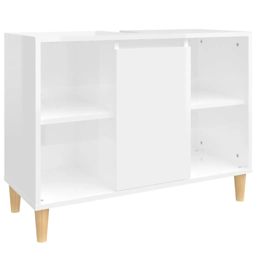 Bathroom Sink Cabinet High Gloss White Storage Vanity Unit 80x33x60 cm