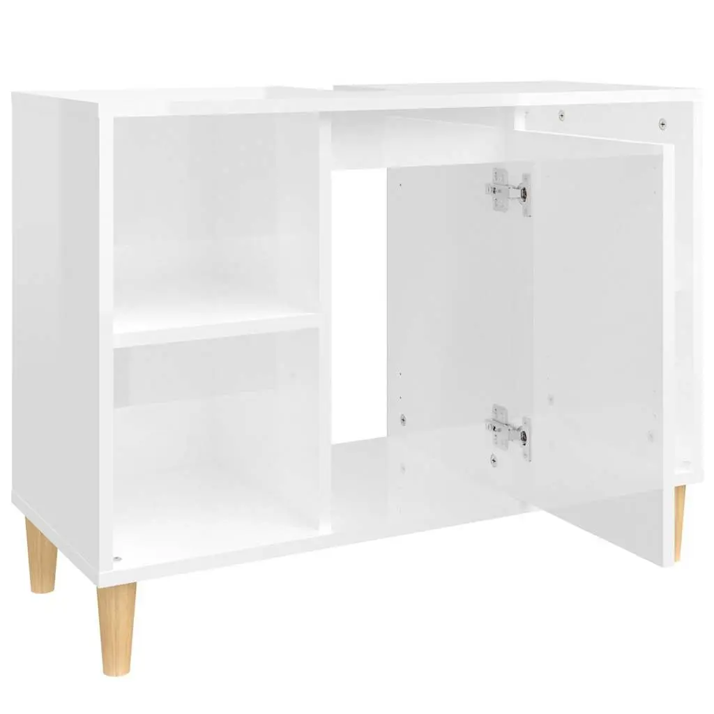 Bathroom Sink Cabinet High Gloss White Storage Vanity Unit 80x33x60 cm