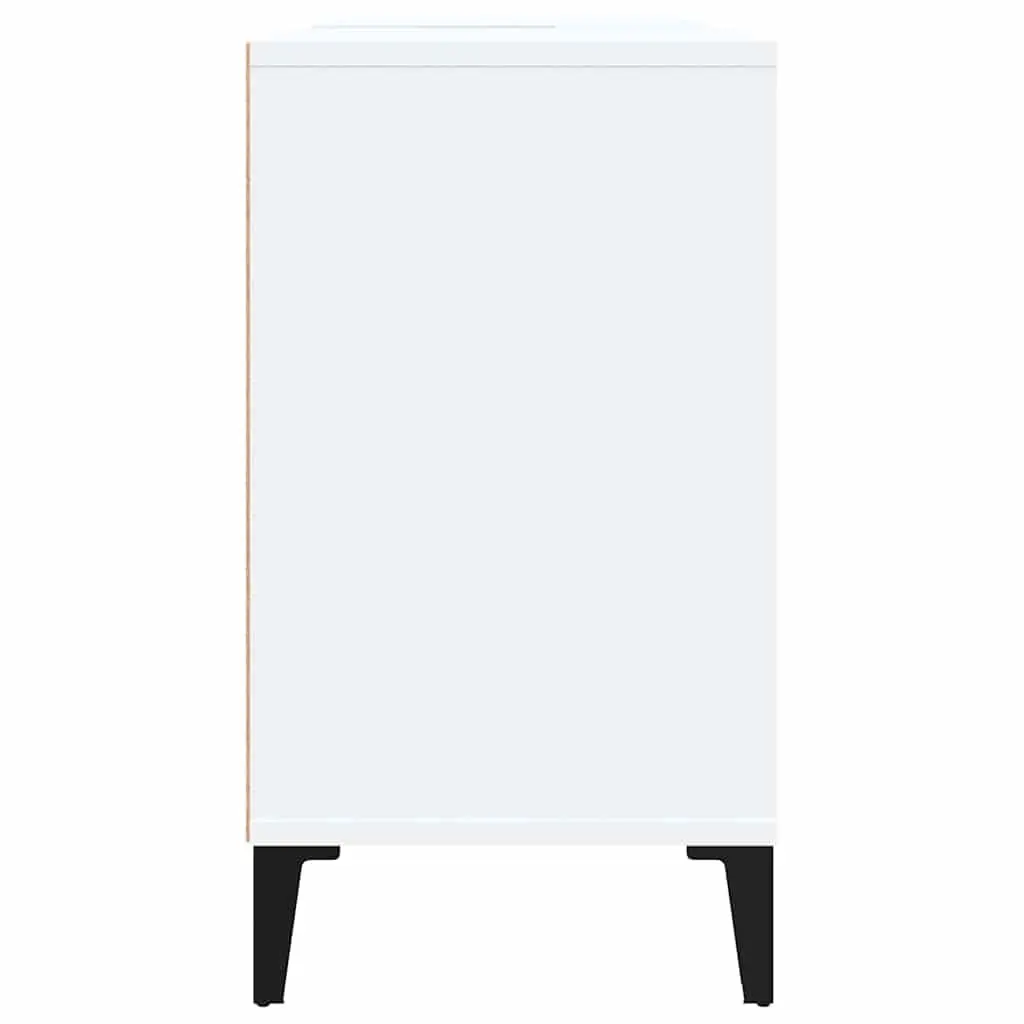 Bathroom Sink Cabinet White 80x33x60cm Engineered Wood Storage Unit with 5 Compartments and Metal Feet