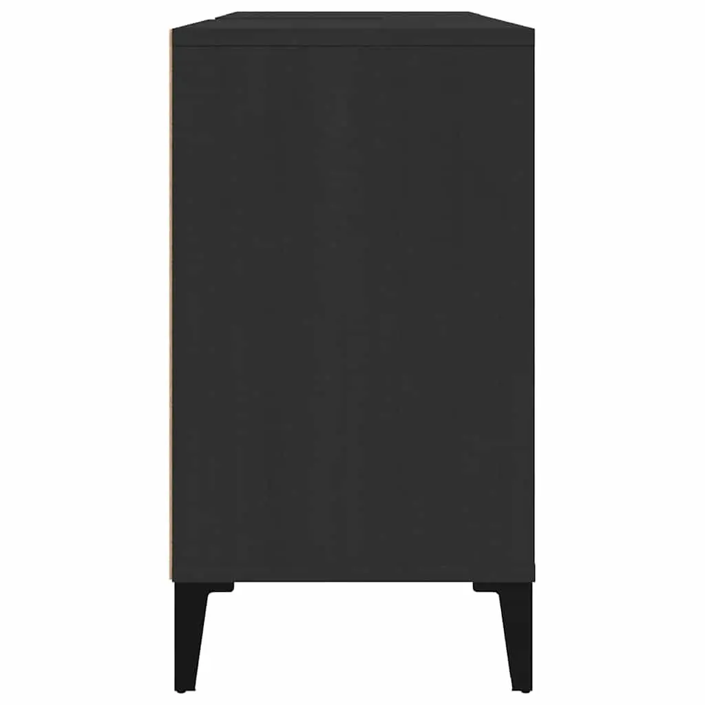 Bathroom Sink Cabinet Black Engineered Wood 80x33x60cm Storage Unit