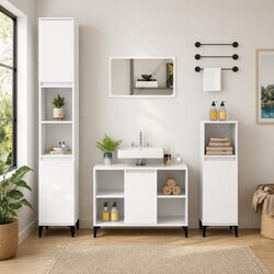 Compact High Gloss White Sink Cabinet for Your Bathroom 80x33x60 cm