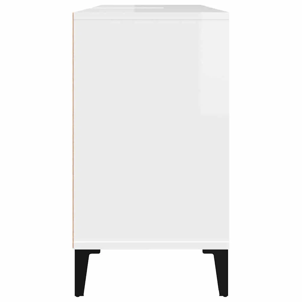 Bathroom Sink Cabinet High Gloss White 80x33x60 cm Engineered Wood Storage Unit with Metal Feet