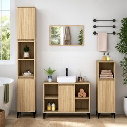 Compact Brown Bathroom Vanity Unit with 5 Compartments