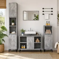 Grey Bathroom Cabinet with 5 Compartments for Storage