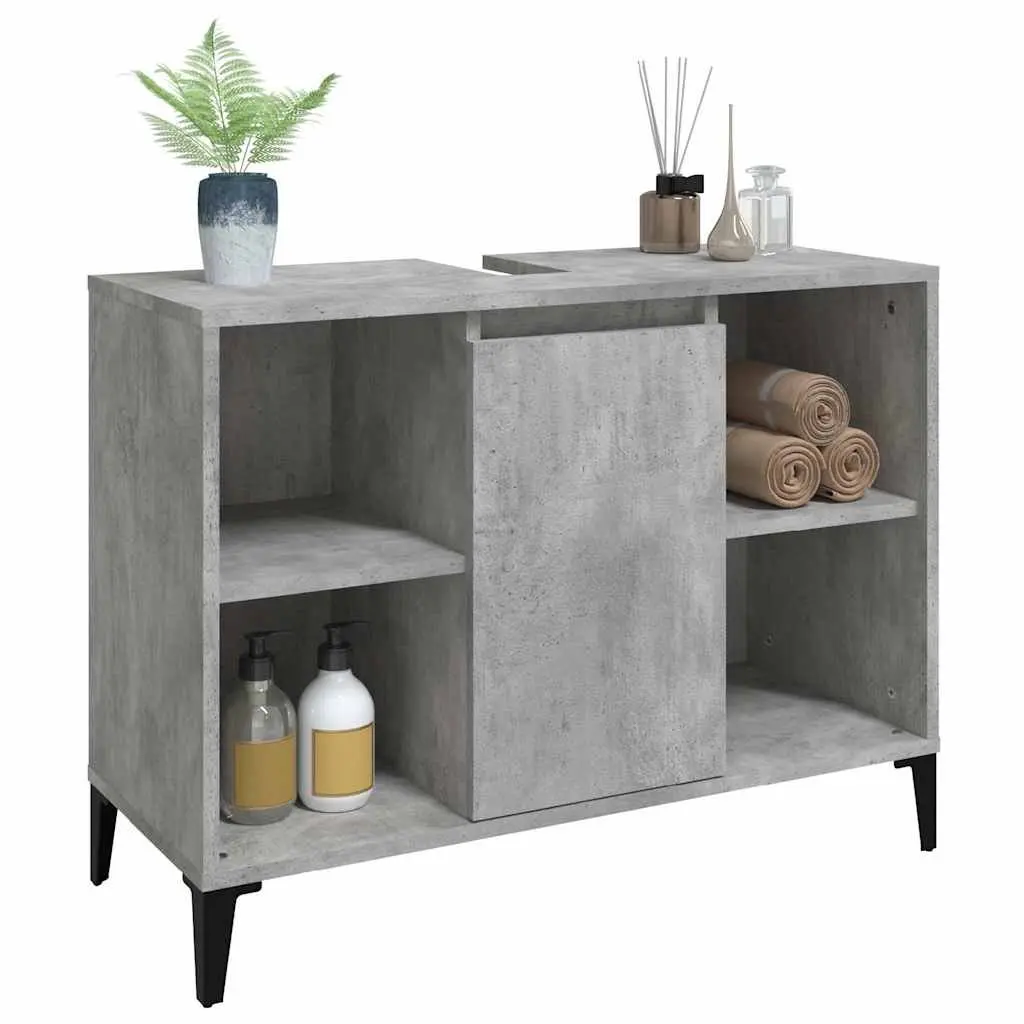 Bathroom Sink Cabinet Grey 80x33x60cm Engineered Wood Storage Unit