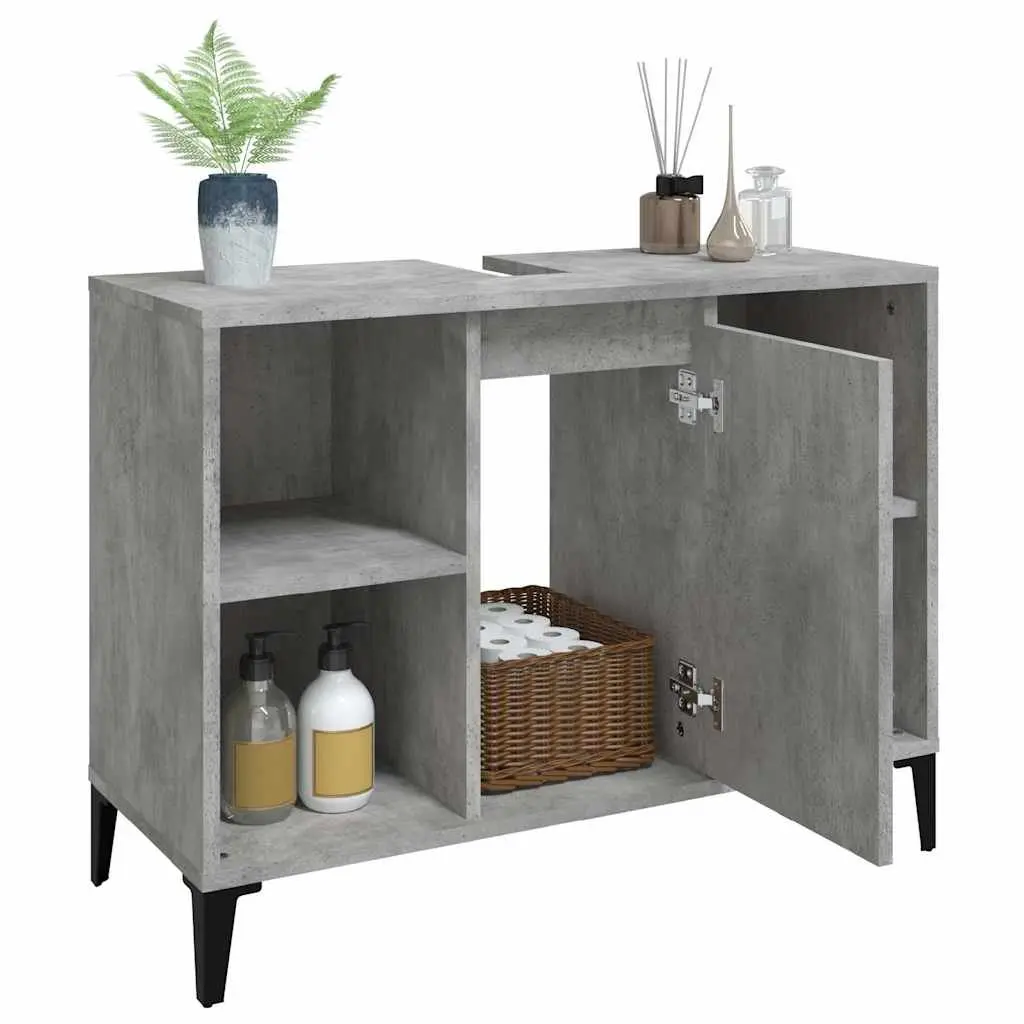 Bathroom Sink Cabinet Grey 80x33x60cm Engineered Wood Storage Unit