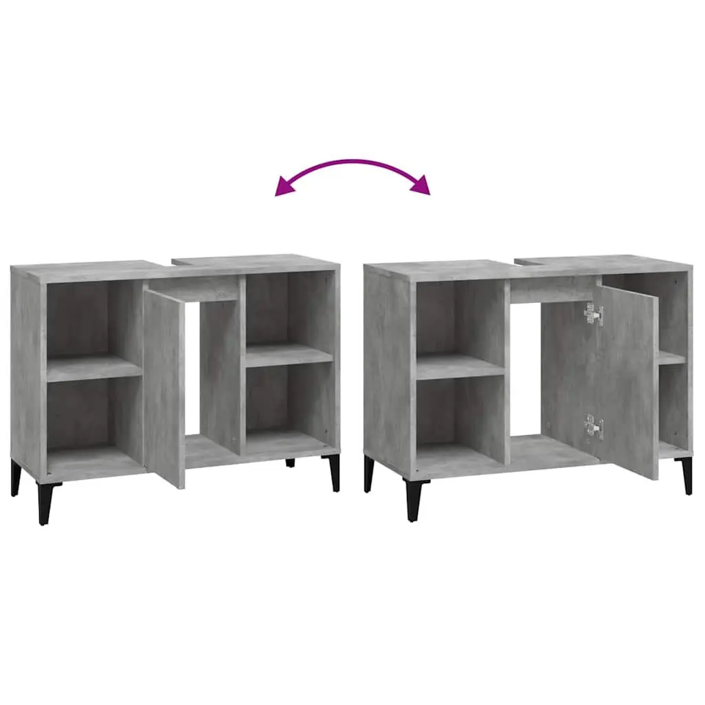 Bathroom Sink Cabinet Grey 80x33x60cm Engineered Wood Storage Unit